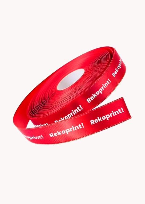 Satin ribbon with silk-screen embossed print