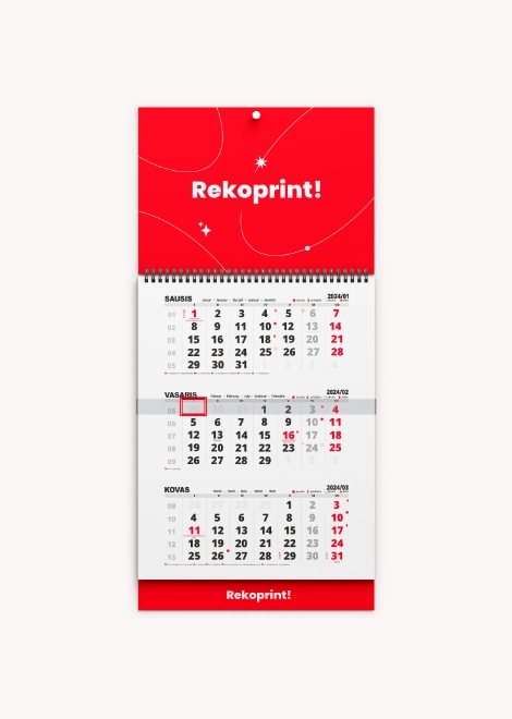 Wall calendars (3 months per A3 sheet)